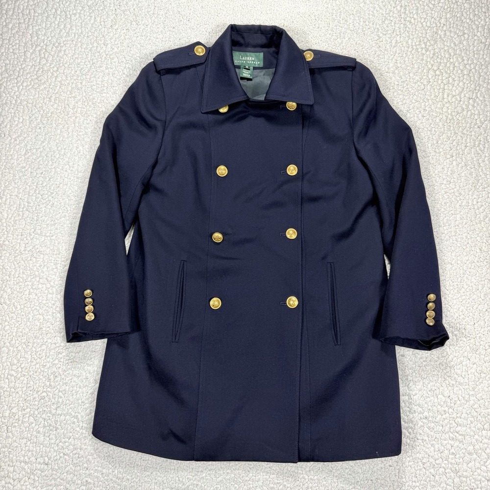 VTG Lauren Ralph Lauren Military Jacket Womens 10 Wool Coat USA Double Breasted